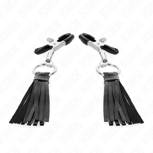 KINK - LEATHERETTE TASSEL NIPPLE CLAMPS 6 CM - My naughty haven #
