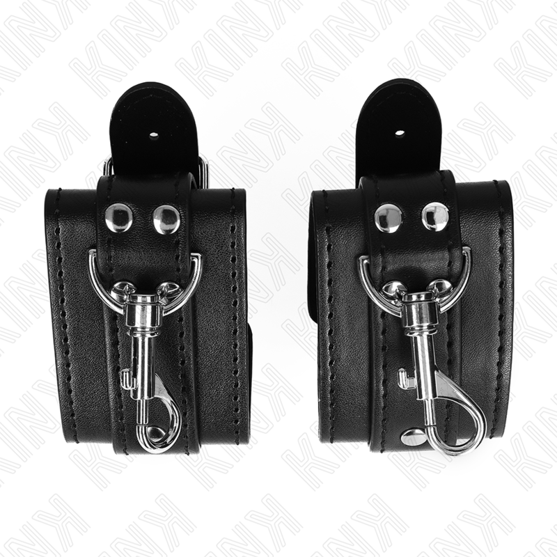 KINK - LOCKABLE DUNGEON WRIST RESTRAINTS BLACK ADJUSTABLE 21-28 CM X 5.5 CM - My naughty haven #