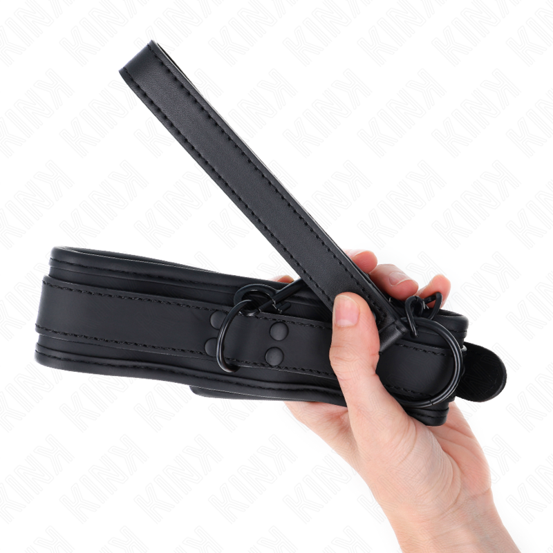 KINK - NEOPRENE BONDAGE COLLAR MODEL 1 WITH BELT 78 CM ADJUSTABLE 37.5 X 49.5 CM - My naughty haven #