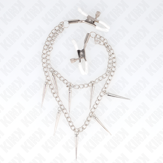 KINK - NIPPLE CLAMPS WITH SPIKES CHAINS 30 CM - My naughty haven #