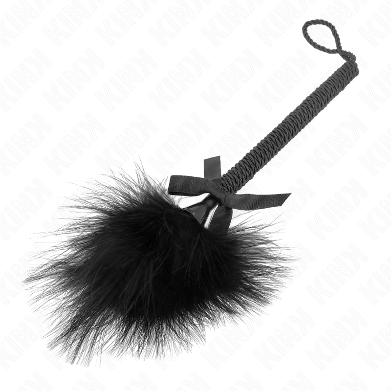 KINK - NYLON ROPE WAND WITH TICKLE FEATHERS AND BLACK BOW 25 CM - My naughty haven #