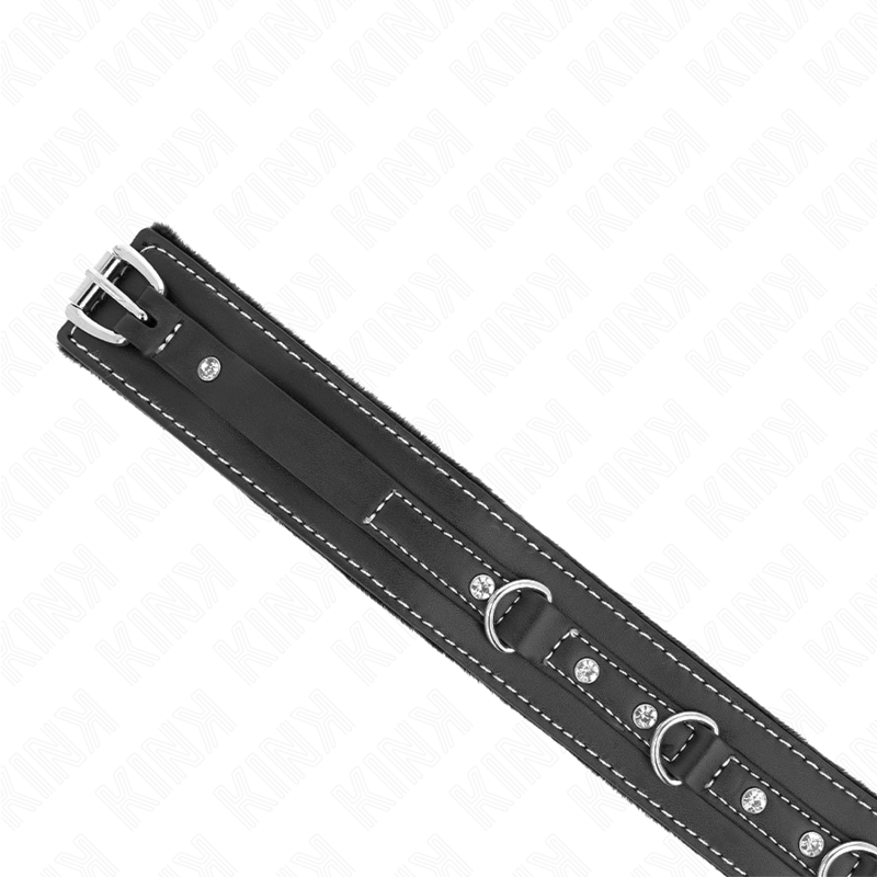 KINK - PVC LEATHER NECKLACE WITH BELT 105 CM RHINESTONE RIVET 41.5 X 4 CM - My naughty haven #