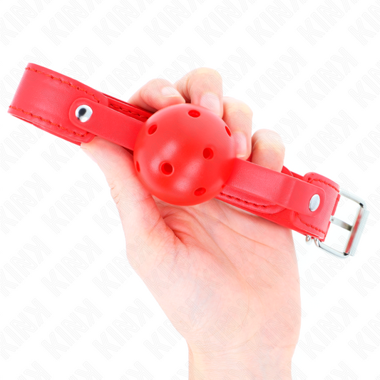 KINK - RED BREATHABLE BALL 4.5 CM GAG 65 x 2.5 CM - My naughty haven #