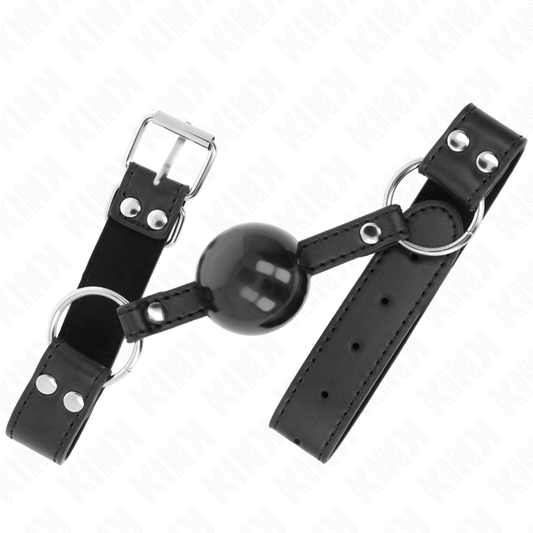 KINK - SOFT AND SOLID BALL 4 CM GAG WITH LEATHERETTE STRAP 62 x 2.5 CM ADJUSTABLE 42-58 CM - My naughty haven #