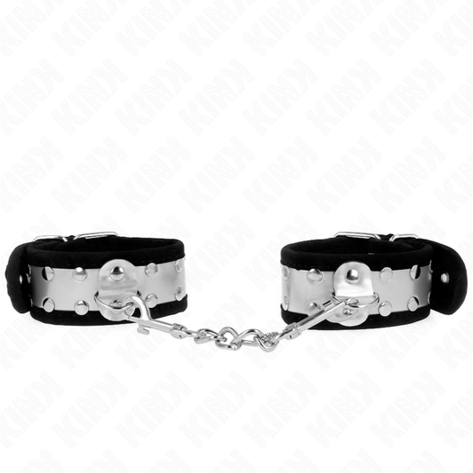 KINK - THIN WRIST RESTRAINTS BLACK / SILVER 30 X 4 CM - My naughty haven #