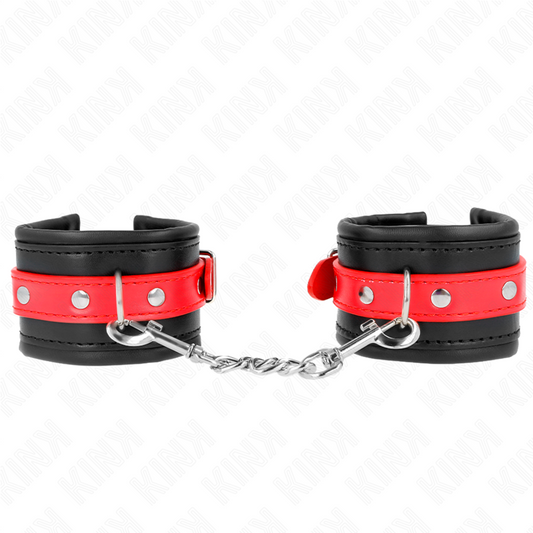 KINK - WRIST RESTRAINTS BLACK WITH RED BELT ADJUSTABLE 17-28 CM X 6 CM - My naughty haven #