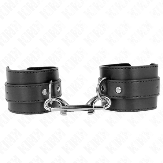KINK - WRIST RESTRAINTS-SINGLE RIVET ROW AND BIG BUCKLE BLACK ADJUSTABLE 17-28 CM X 5 CM - My naughty haven #
