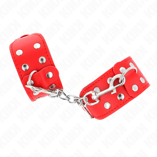 KINK - WRISTBANDS WITH DOUBLE LINE OF ADJUSTABLE STUDS RED - My naughty haven #