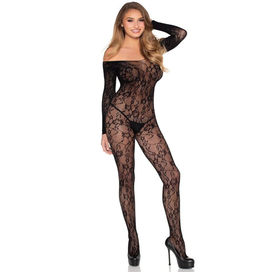 LEG AVENUE - 89366 LACE LINGERIE BODYSTOCKING BLACK - ONE SIZE - My naughty haven #