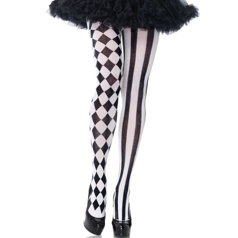 LEG AVENUE - BLACK/WHITE HARLEQUIN TIGHTS - My naughty haven #