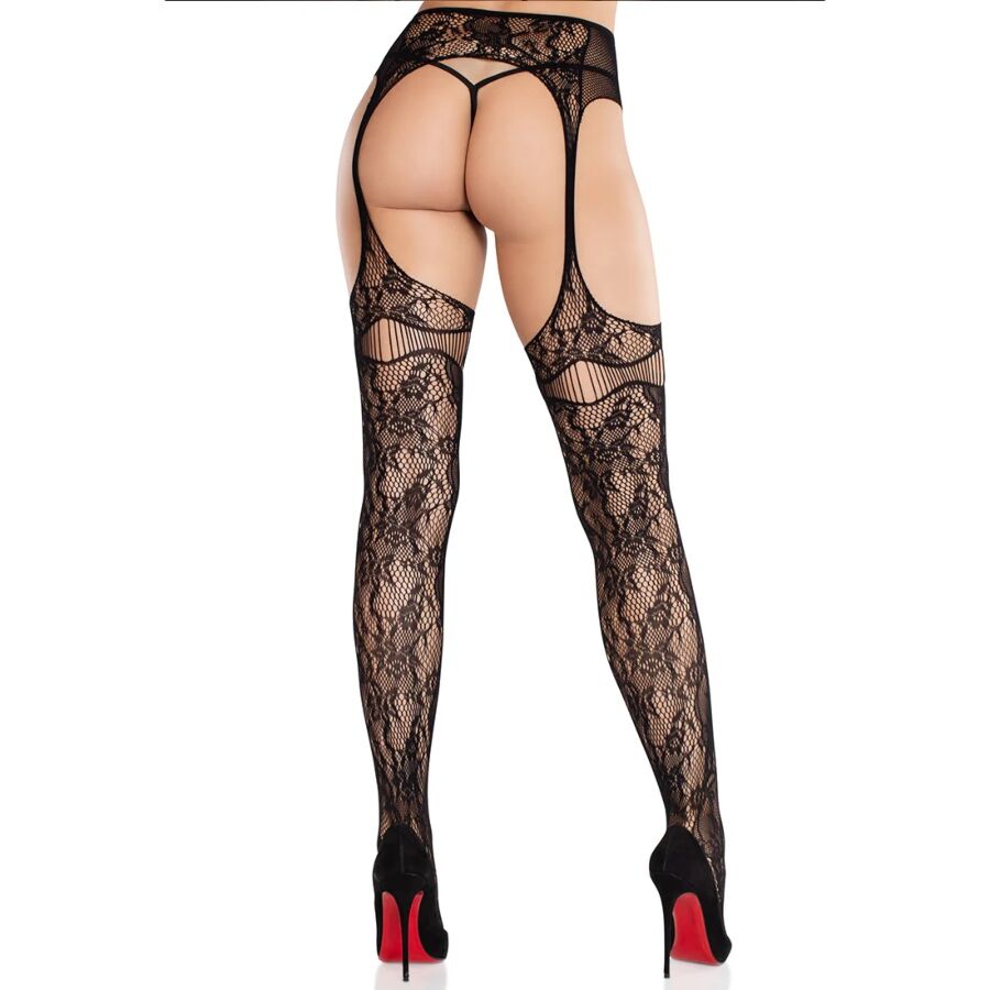 LEG AVENUE - LACE STOCKINGS WITH GARTERS BLACK - My naughty haven #