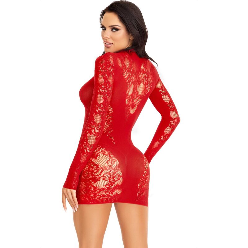 LEG AVENUE - MINI DRESS WITH LACE LONG SLEEVE RED - My naughty haven #