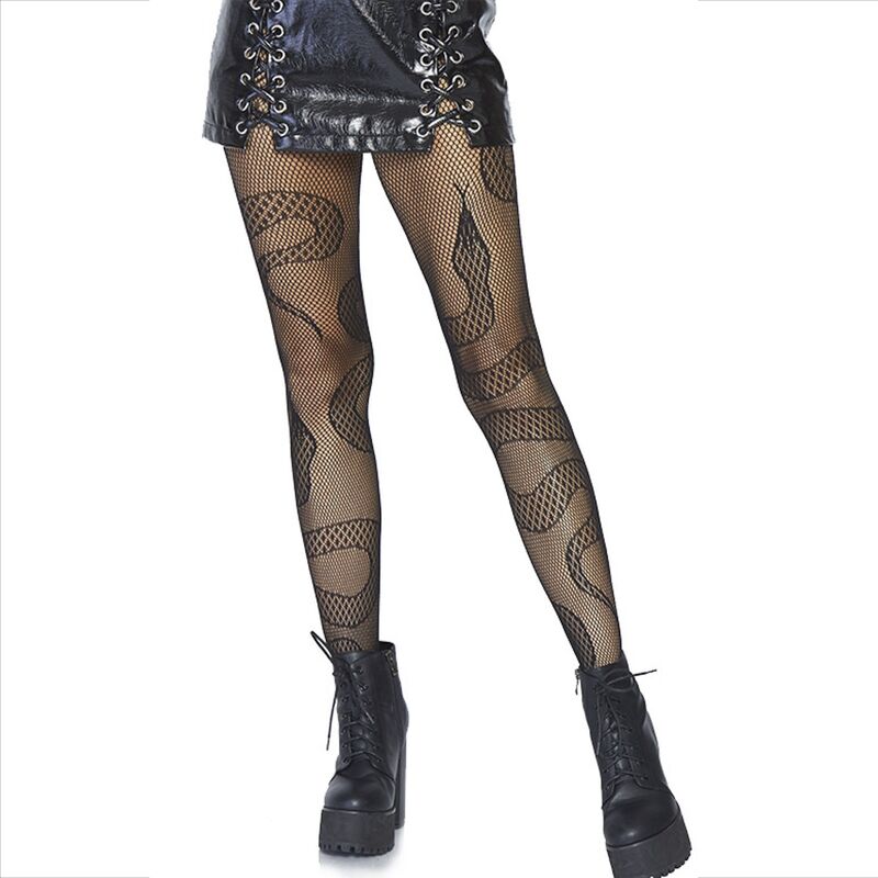 LEG AVENUE - STOCKINGS NET SNAKES BLACK - My naughty haven #