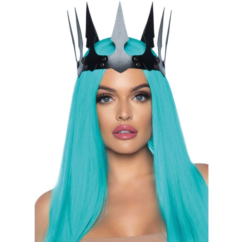 LEG AVENUE - SYNTHETIC LEATHER MALEFICENT CROWN WITH STUDS BLACK - My naughty haven #