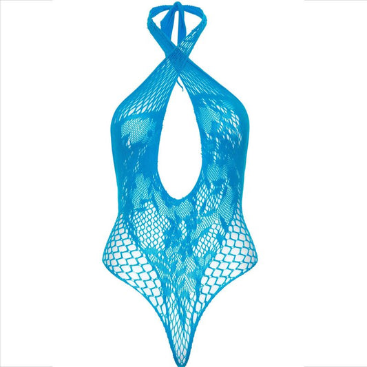 LEG AVENUE - TEDDY HALTER WITH LACE BLUE - My naughty haven #