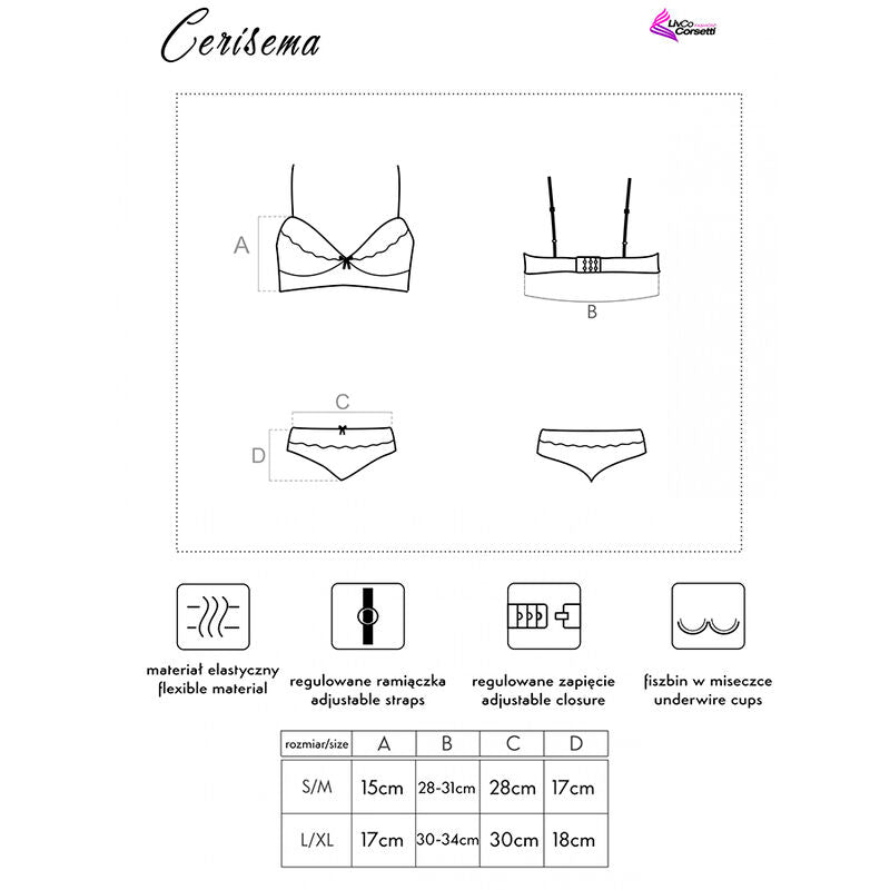 LIVCO CORSETTI FASHION - CERISEMA LC 21005 BRA + PANTY CORAL S/M - My naughty haven #