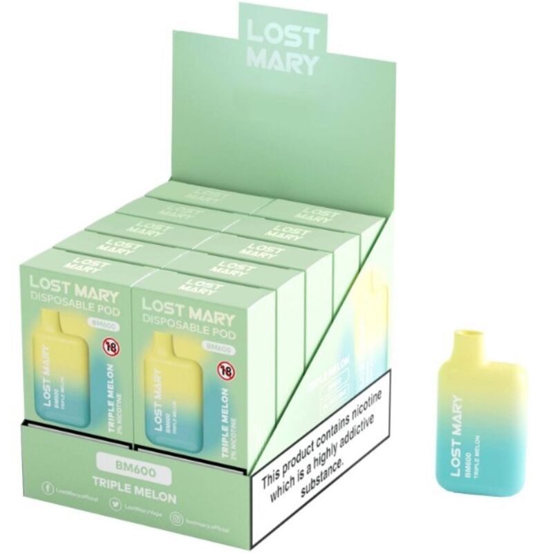 LOST MARY - BM600 NICOTINE VAPER 2% DISPOSABLE TRIPLE MELON - My naughty haven #