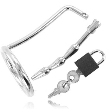 METAL HARD - TESTICLE RING WITH URETHRAL CHASTITY PLUG - My naughty haven #