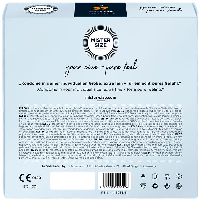 MISTER SIZE - CONDOM SIZE L 57 MM (36 UNITS) - My naughty haven #