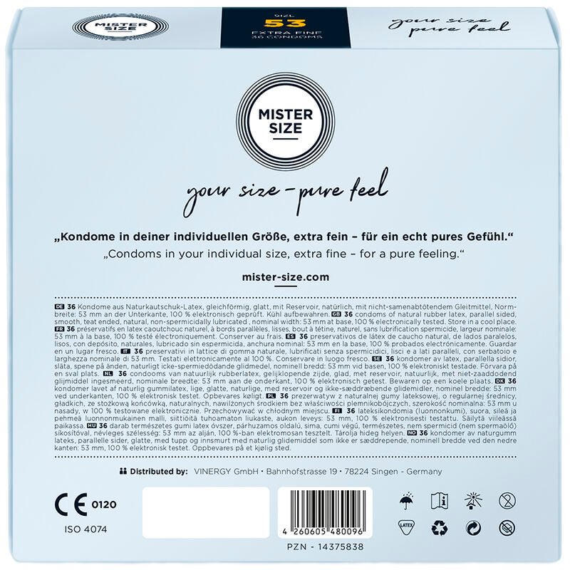 MISTER SIZE - CONDOM SIZE M 53 MM (36 UNITS) - My naughty haven #