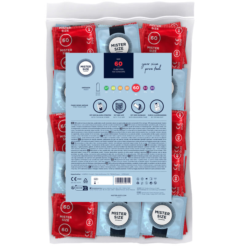 MISTER SIZE - РАЗМЕР НА ПРЕЗЕРВАТИВИ XL 60 MM (100 БРОЙКИ)