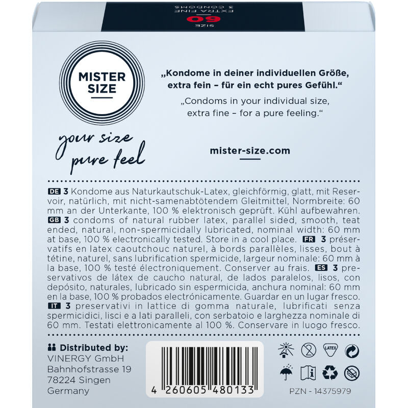 MISTER SIZE - РАЗМЕР НА ПРЕЗЕРВАТИВИ XL 60 MM (3 БРОЙКИ)