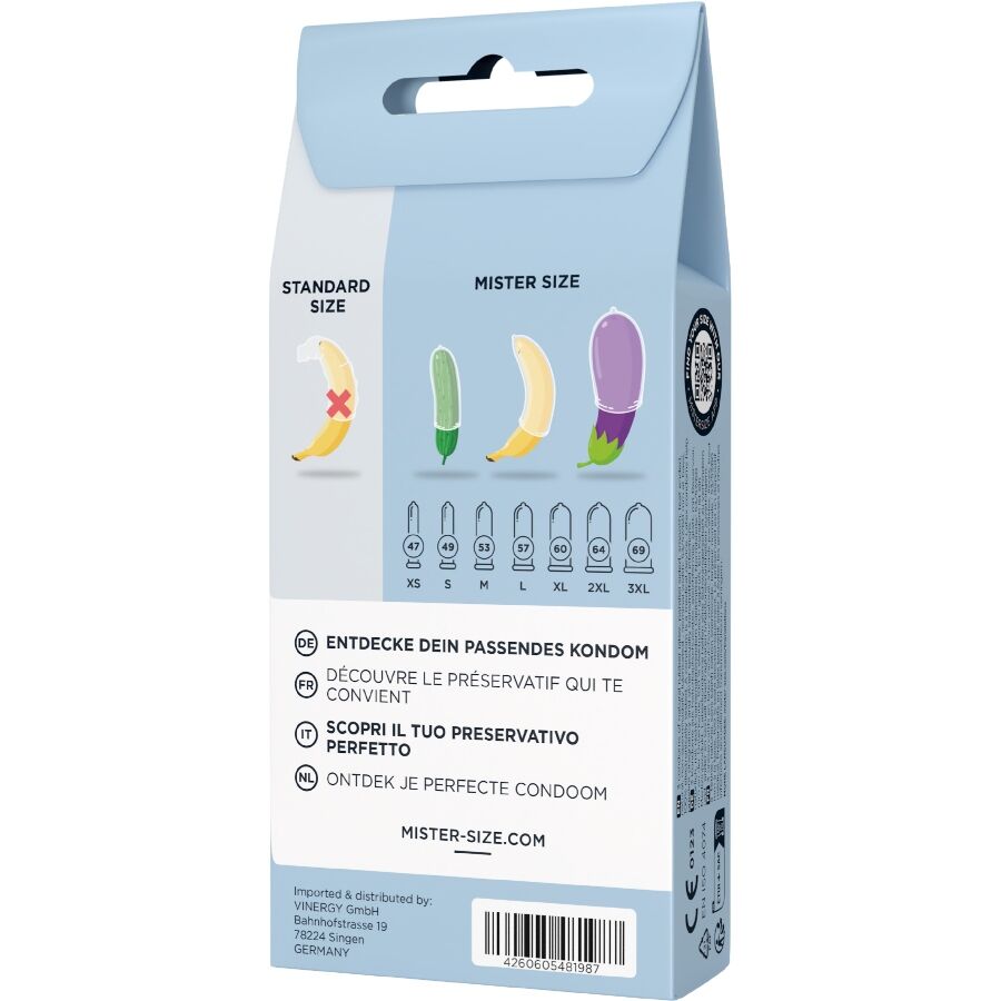 MISTER SIZE - ТЕСТОВ КОМПЛЕКТ 3 ПРЕЗЕРВАТИВА С РАЗЛИЧЕН РАЗМЕР + МЕТРОВА РОЛЕТА