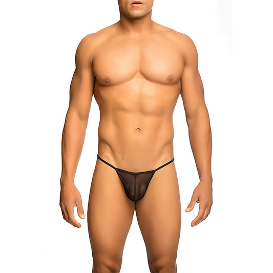 MOB - TRANSPARENT T-SHAPED THONG BLACK SIZE L/XL - My naughty haven #
