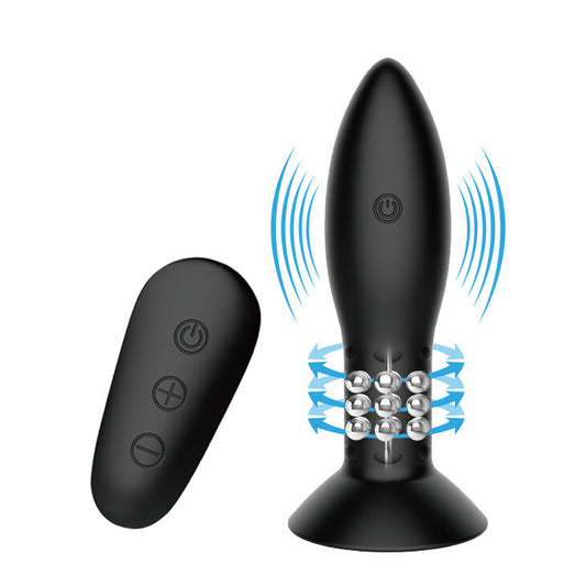 MR PLAY - PLUG WITH BLACK ROTATING BALLS REMOTE CONTROL - My naughty haven #