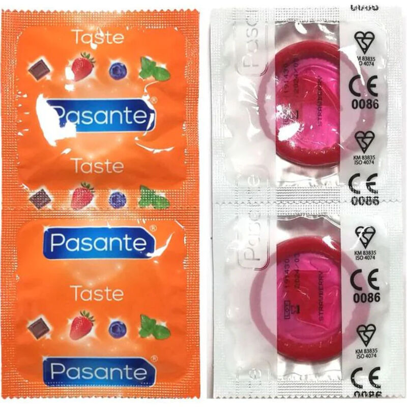PASANTE - CONDOMS FLAVOR STRAWBERRY BAG 144 UNITS - My naughty haven #