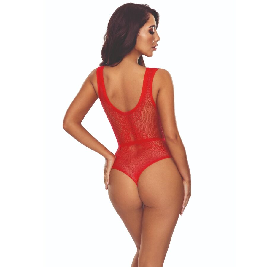 PASSION - BS115 BODYSTOCKING GRID RED - My naughty haven #