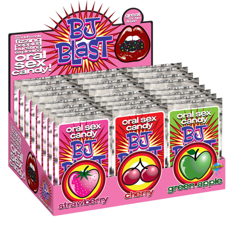 PIPEDREAM - BJ BLAST STRAWBERRY / CHERRY AND GREEN APPLE - DISPLAY - 36 PC - My naughty haven #