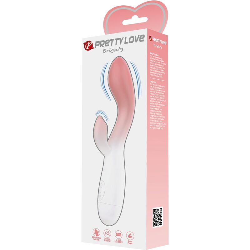 PRETTY LOVE - BRIGHTY G-SPOT VIBRATOR + CLITORIS STIMULATOR 30 VIBRATIONS PINK - My naughty haven #
