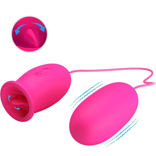 PRETTY LOVE - DAISY VIBRATING EGG + CLITORIS STIMULATING TONGUE PINK - My naughty haven #
