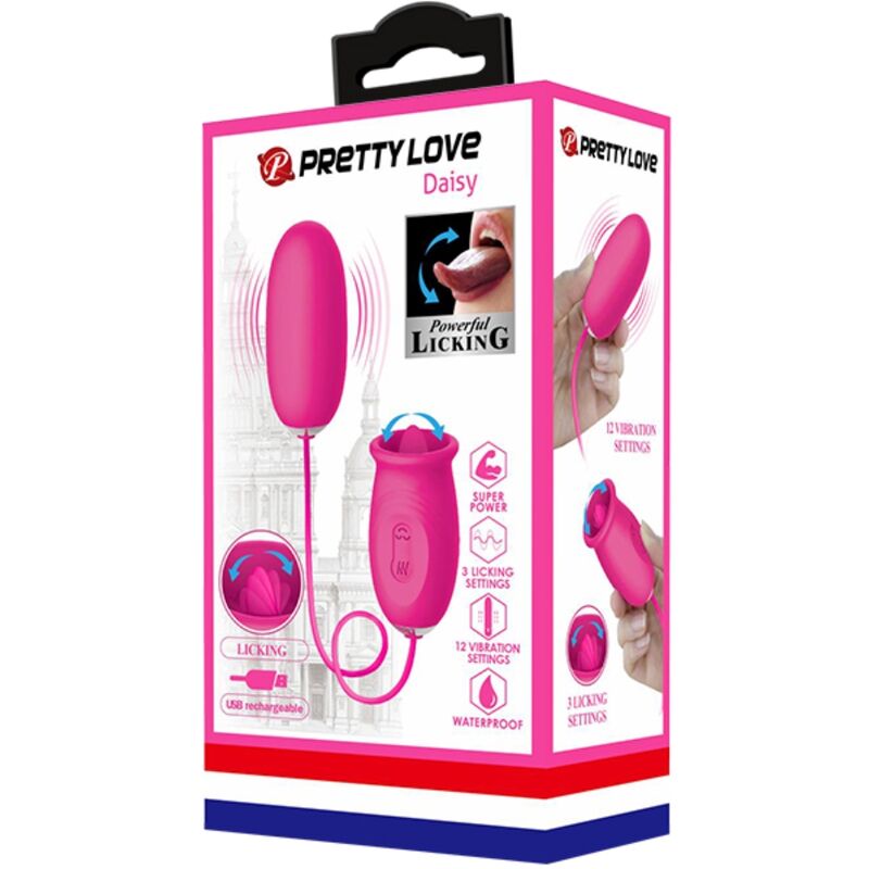 PRETTY LOVE - DAISY VIBRATING EGG + CLITORIS STIMULATING TONGUE PINK - My naughty haven #