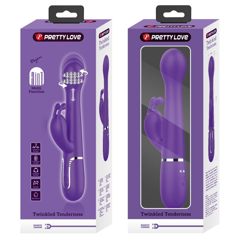 PRETTY LOVE - DEJON RABBIT VIBRATOR 3 IN 1 MULTIFUNCTION PURPLE - My naughty haven #