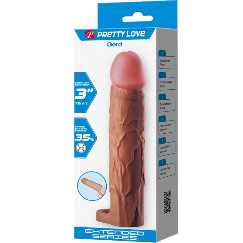 PRETTY LOVE - GERD PENIS SLEEVE WITH 7.6 CM EXTENSION MULATTO - My naughty haven #