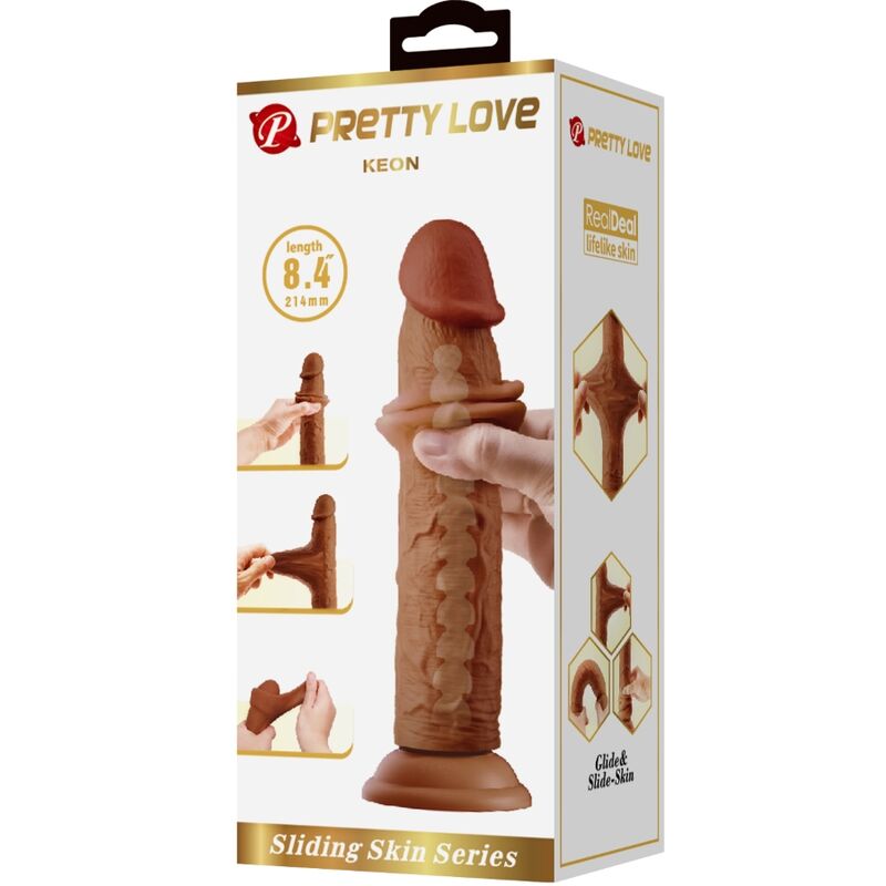 PRETTY LOVE - KEON REALISTIC DILDO 21 CM BROWN - My naughty haven #