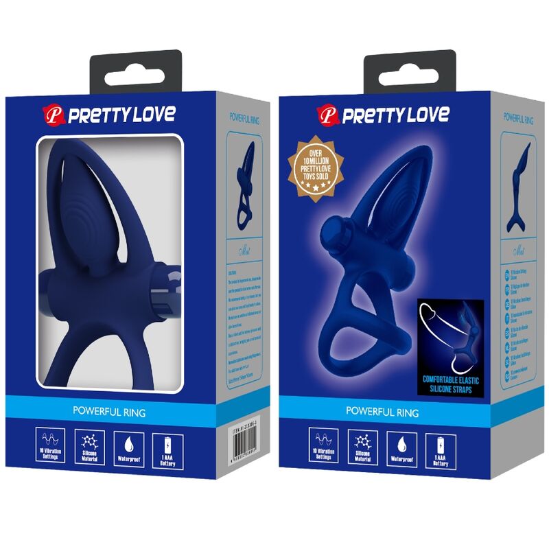 PRETTY LOVE - MAT DOUBLE RING WITH VIBRATION & STIMULATOR BLUE - My naughty haven #