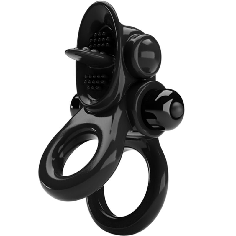 PRETTY LOVE - PASSIONATE RING DOUBLE VIBRATING RING + CLITORIS STIMULATOR BLACK - My naughty haven #
