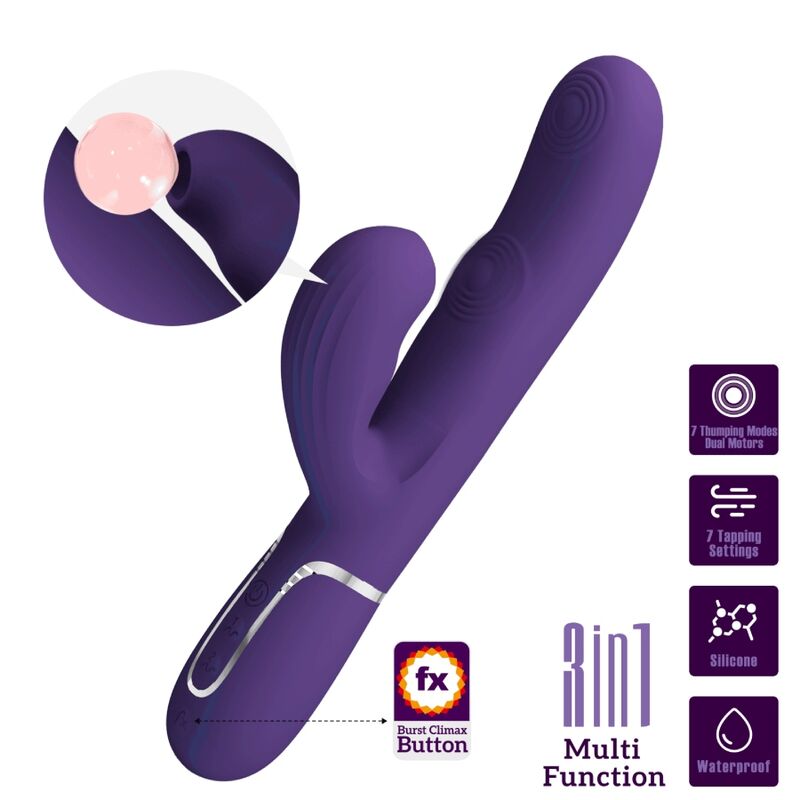 PRETTY LOVE - PERLITA G-SPOT VIBRATOR 3 IN 1 MULTIFUNCTION PURPLE - My naughty haven #