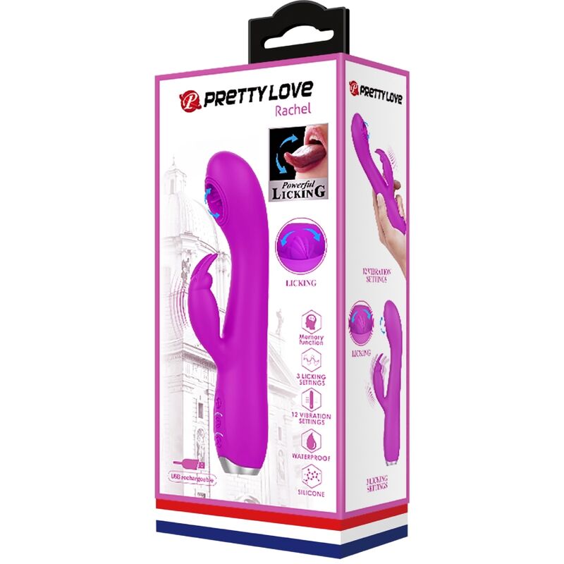 PRETTY LOVE - RACHEL RECHARGEABLE VIBRATOR WITH PURPLE SUCTION CUP - My naughty haven #