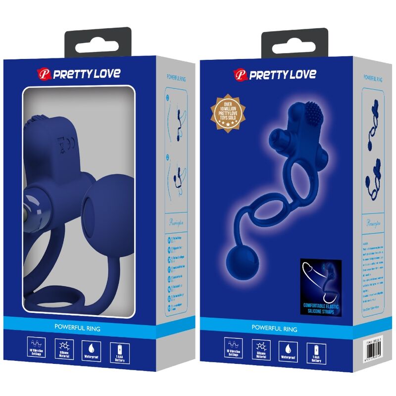 PRETTY LOVE - REMINGTON DOUBLE VIBRATING RING WITH PLUG BLUE - My naughty haven #