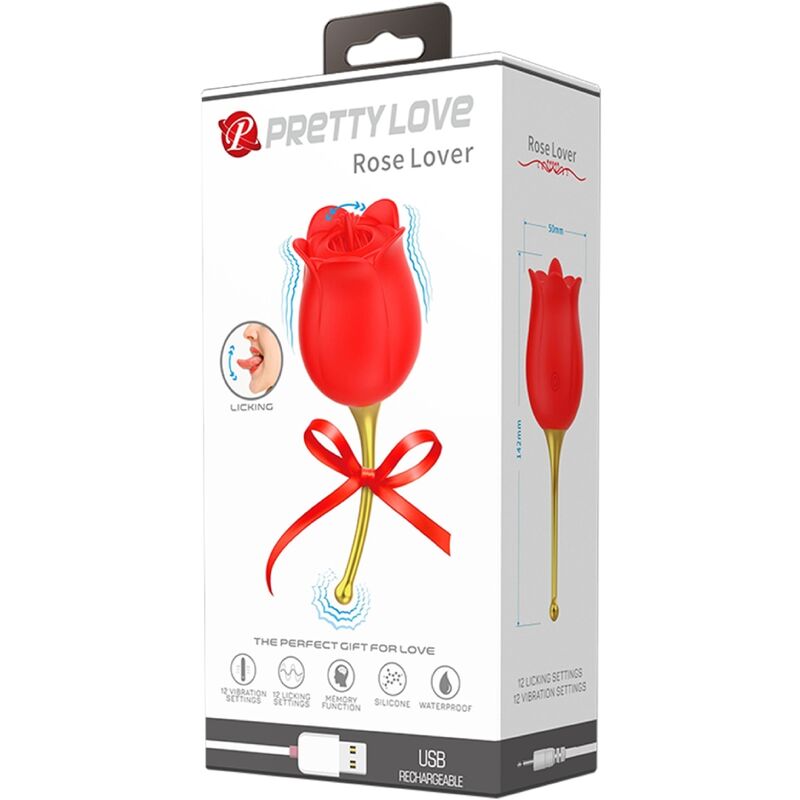 PRETTY LOVE - ROSE LOVER ROSE CLITORIS STIMULATOR 12 VIBRATIONS RED - My naughty haven #