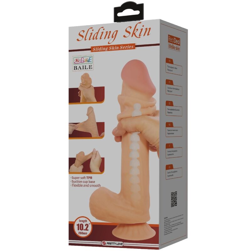 PRETTY LOVE - SLIDING SKIN SERIES REALISTIC DILDO WITH SLIDING SKIN SUCTION CUP FLESH 26 CM - My naughty haven #
