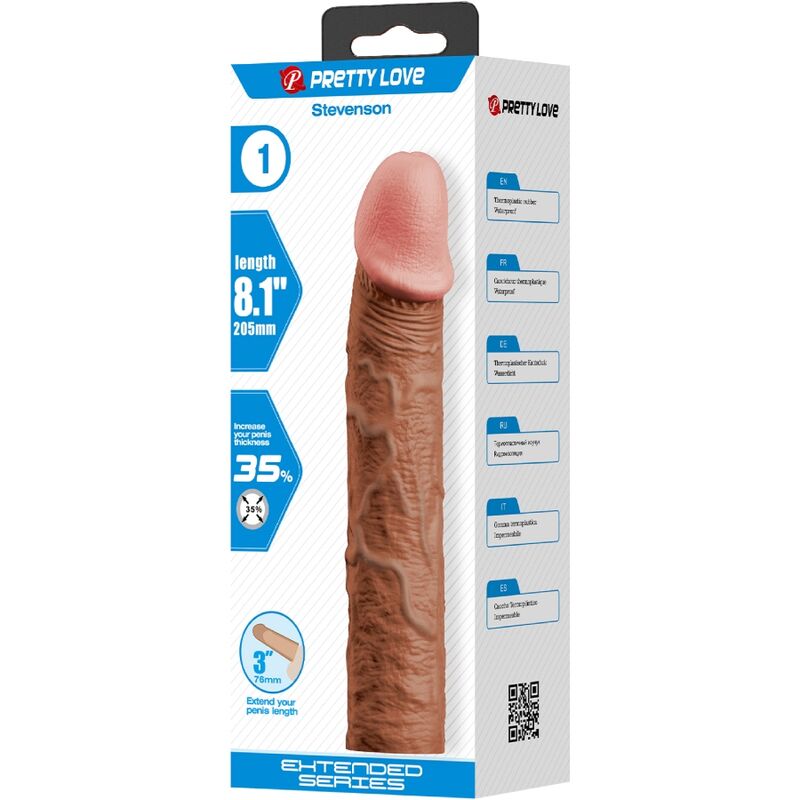 PRETTY LOVE - STEVENSON PENIS SLEEVE WITH 7.6 CM EXTENSION MULATTO - My naughty haven #