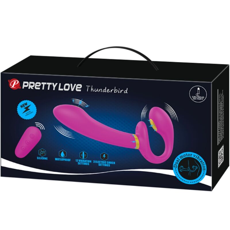 PRETTY LOVE - THUNDERBIRD DOUBLE STRAP-ON VIBRATOR REMOTE CONTROL PURPLE - My naughty haven #