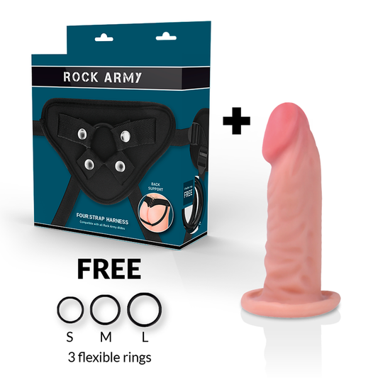 ROCKARMY - HARNESS + DUAL DENSITY TIGER REALISTIC DILDO 14 CM -O- 4.46 CM - My naughty haven #