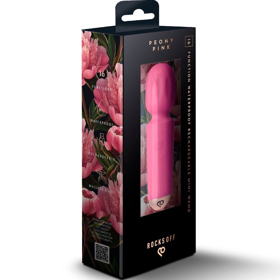 ROCKS-OFF - MINI RECHARGEABLE WAND 16 FUNCTIONS BLACK TULIP - My naughty haven