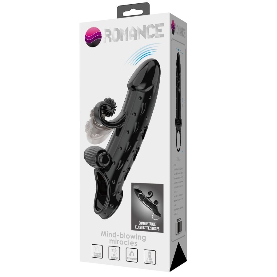 ROMANCE - VIBRATING PENIS SLEEVE BLACK - My naughty haven #